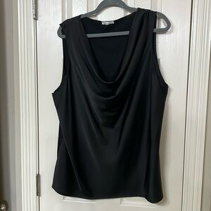 Lightweight silky cowl draped neck top